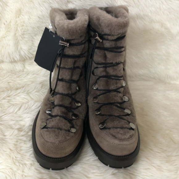 NEW $650 AQUATALIA LORENA GENUINE SHEARLING FUR LUXURY BOOT TAUPE 6 - Picture 2 of 7